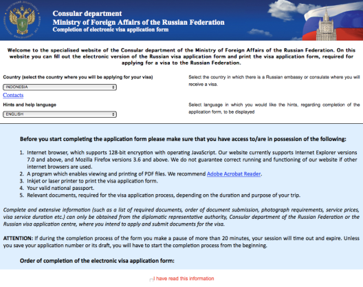 Visa Application Form - Russia